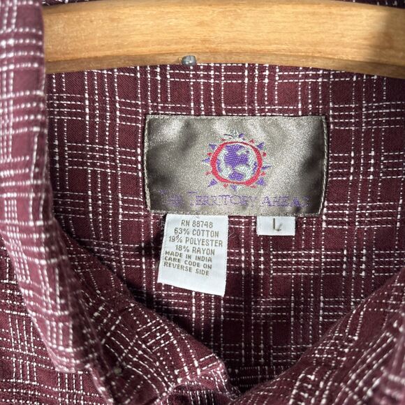 Territory Ahead Flannel Shirt Men’s Size L Burgundy White Textured - Picture 6 of 16